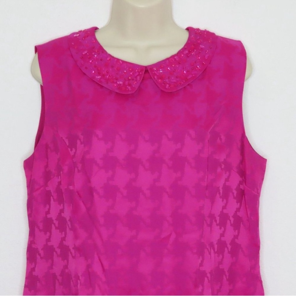 Alex Marie Petite Dress 14P Hot Pink Beaded Collar